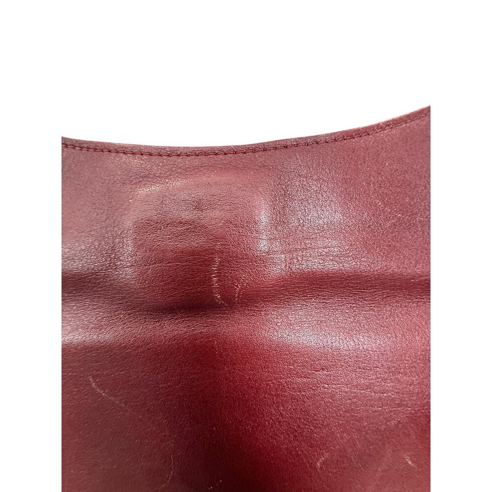 Vintage Etienne Aigner Burgundy Leather Clutch Purse Horseshoe Logo Handbag - Picture 7 of 10